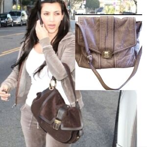 Rare Juicy Couture Vintage distressed leather messenger crossbody shoulder Bag